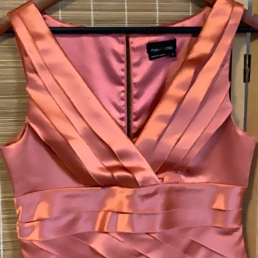 Max & Cleo Coral Satin Midi Dress - Picture 7 of 11